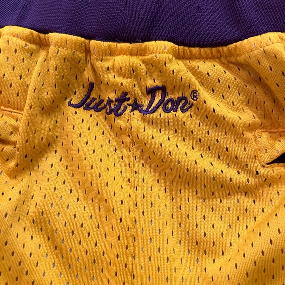Just Don x Lakers Los Angeles LA Basketball Shorts Yellow Men’s Size XXL 1996 - Picture 4 of 11